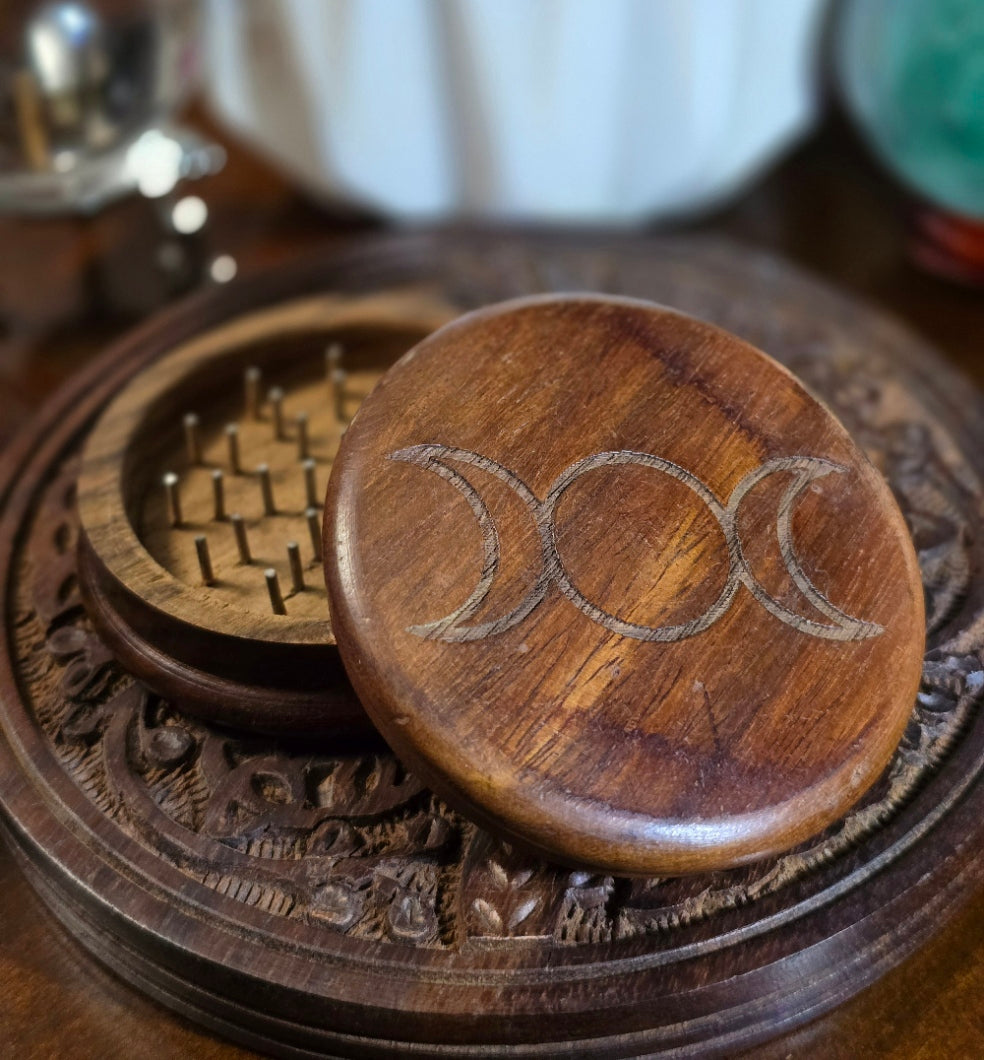 Wooden Herb Grinder With Carving