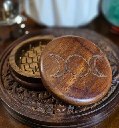 Wooden Herb Grinder With Carving